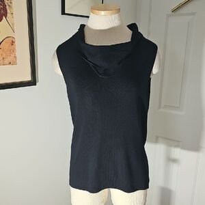 Pointelle Cowl Neck Knit Top. Size Large. Layering, Goth.